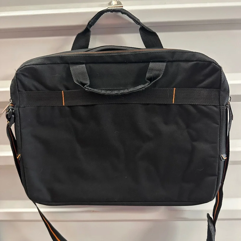 Solo Black Laptop‎ Briefcase Messenger Bag Orange Interior Padded Laptop Sleeve